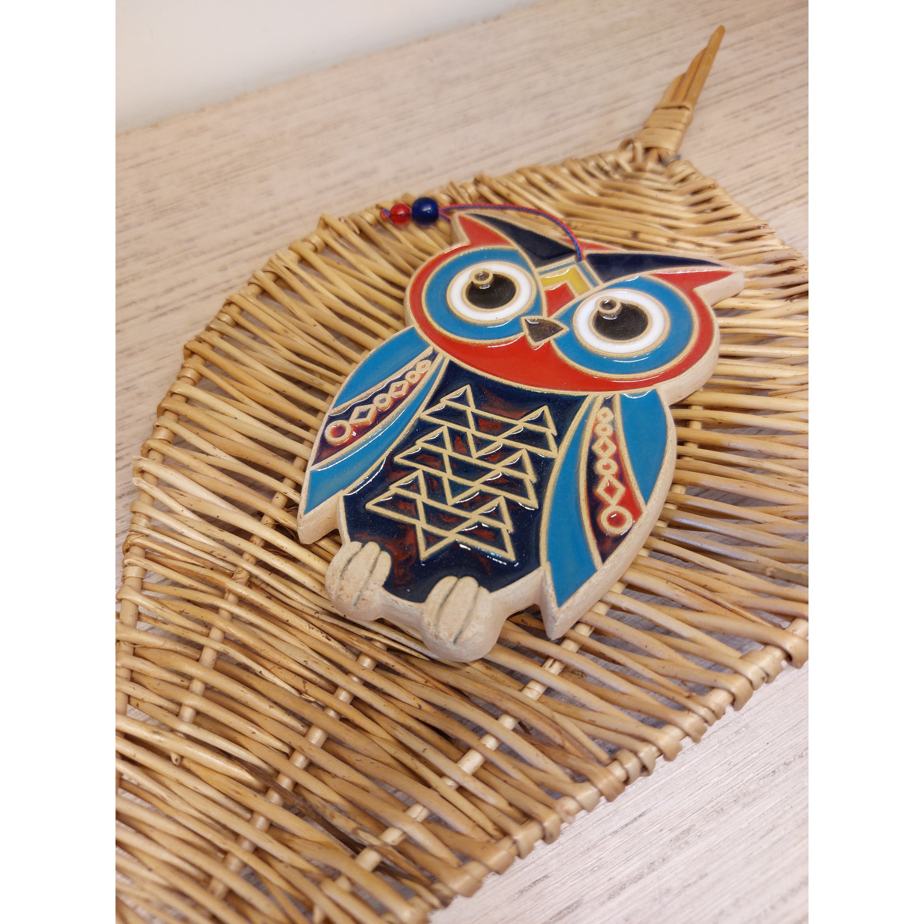 دیوارکوب سرامیکی جغد رنگی