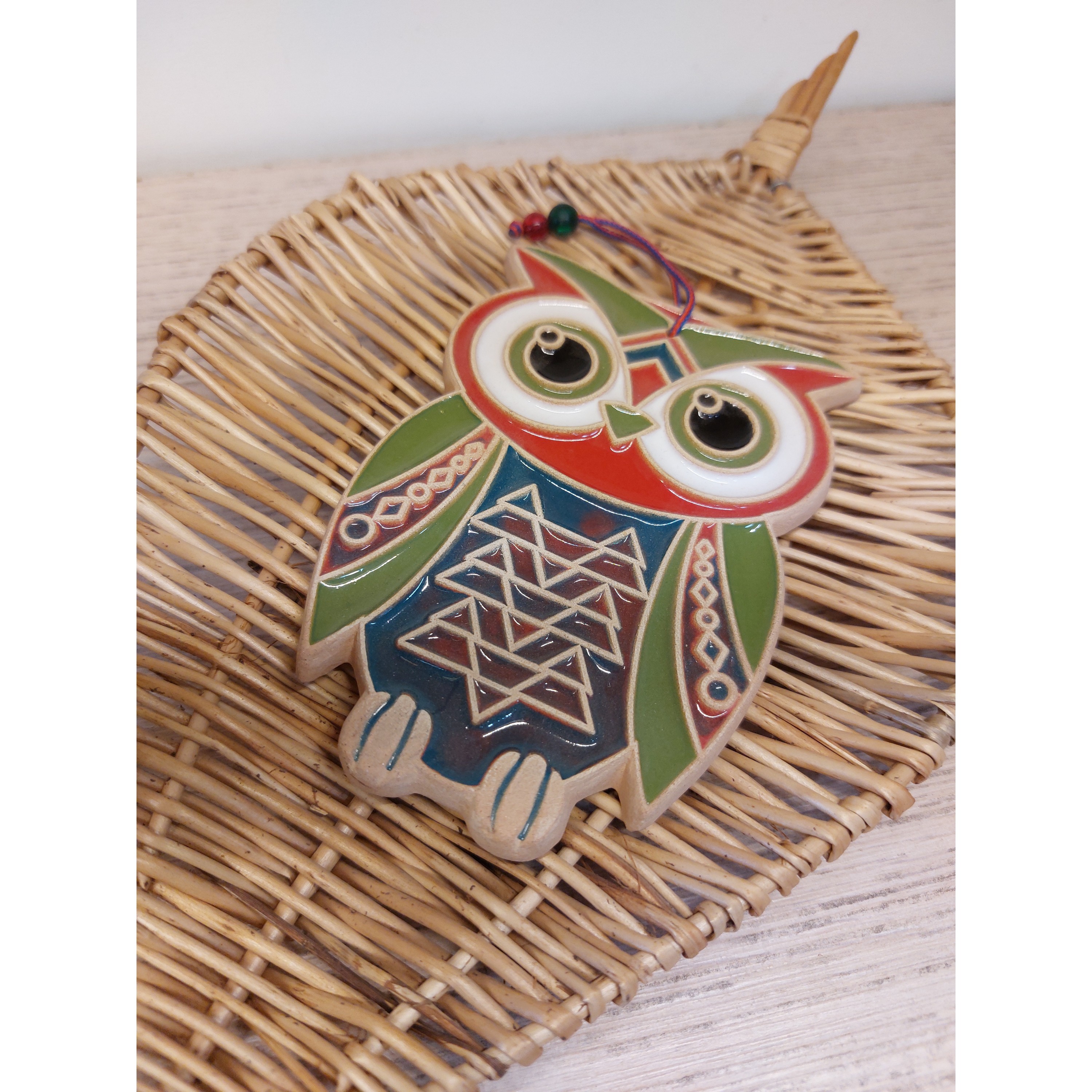 دیوارکوب سرامیکی جغد رنگی