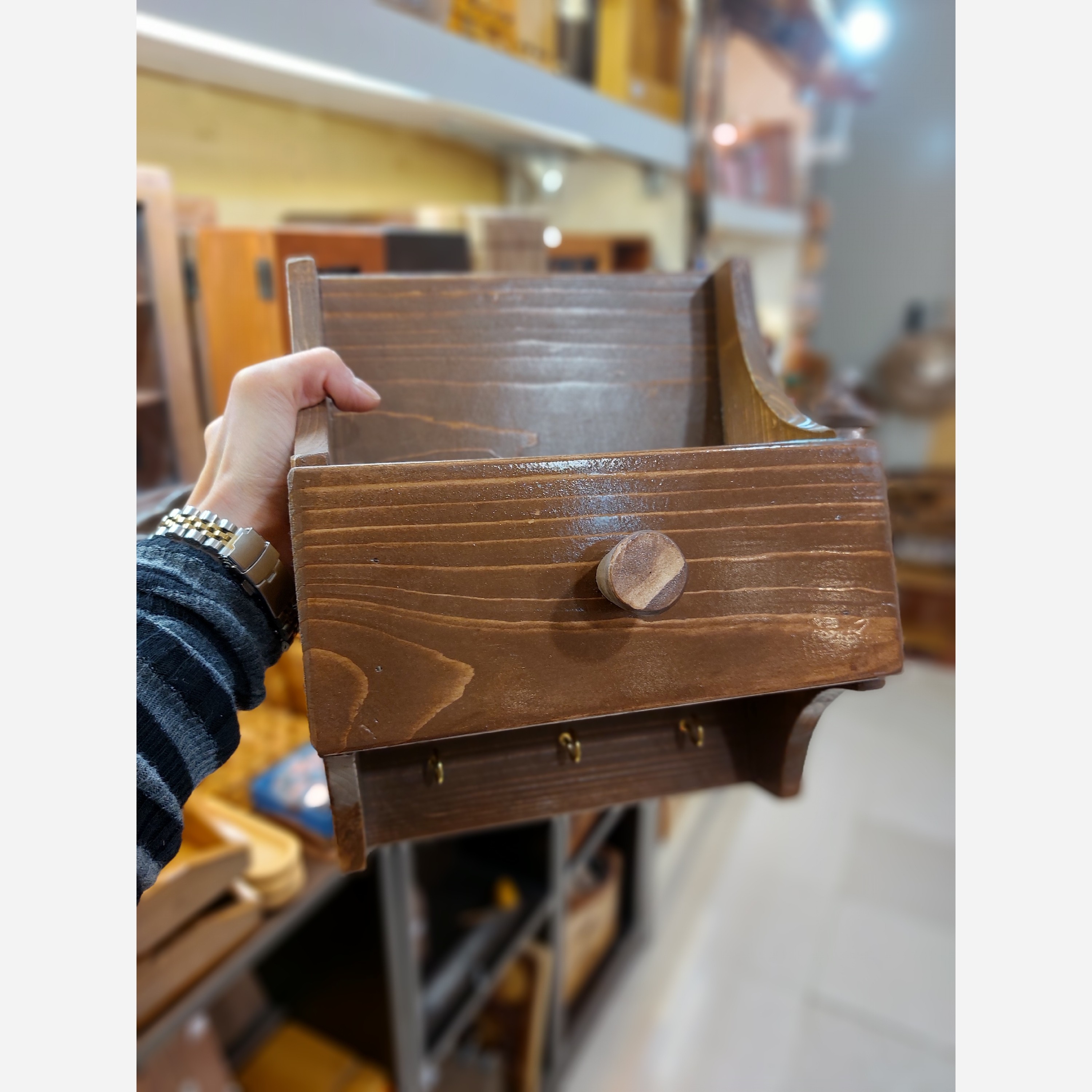 جاکلیدی شلف دار کشودار چوبی دستساز