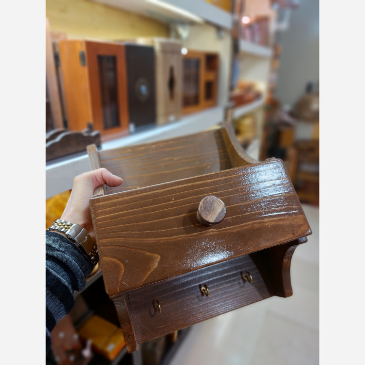جاکلیدی شلف دار کشودار چوبی دستساز